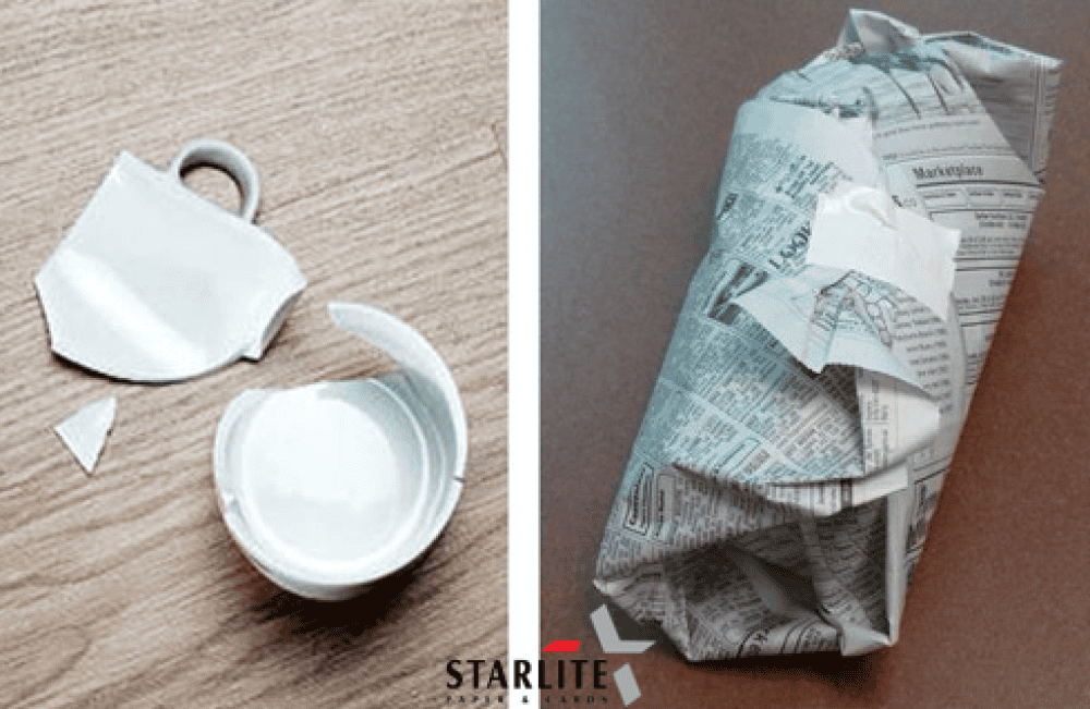 Membungkus sampah beling pakai kertas