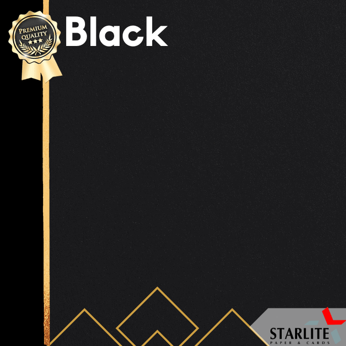 Black premium quality paper and card stock from Starlite Paper & Cards for creative projects and printing needs.