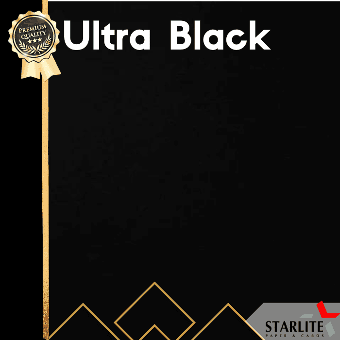 Ultra Black premium paper for elegant invitations, business cards, and stationery, offering high-quality, smooth finish, and sophisticated design for professional printing and branded uses.