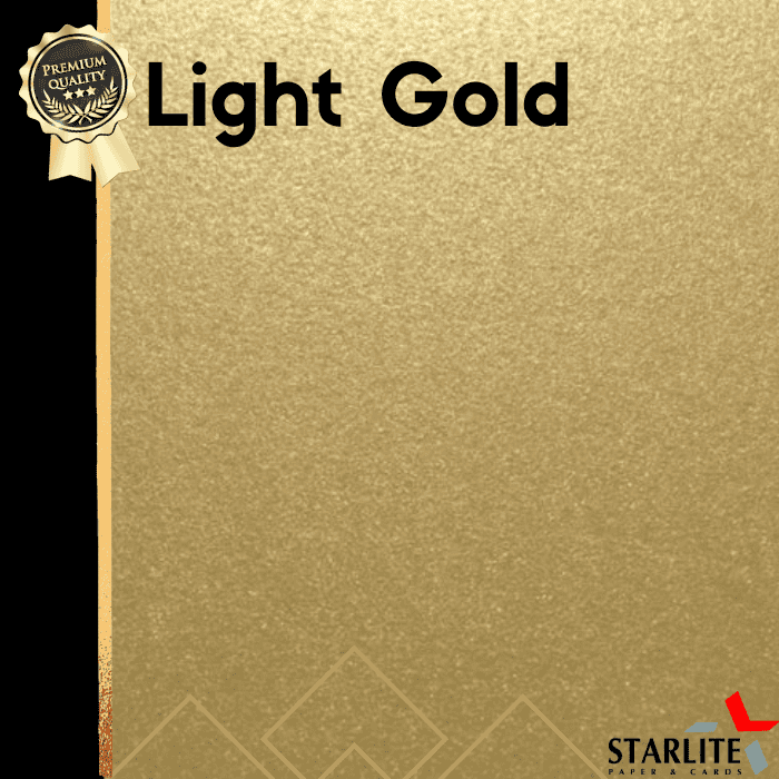 Luxurious Light Gold paper and card stock for premium invitations, greeting cards, and craft projects - high-quality, elegant stationery from Starlite Paper & Cards.